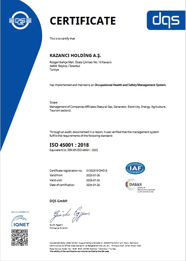 ISO 45001 Occupational Health and Safety Management System Certificate