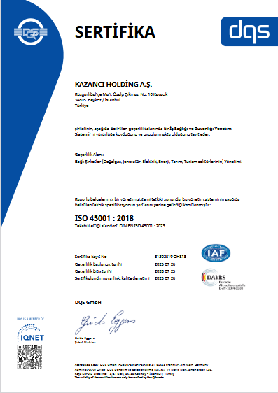 ISO 45001 İş Sağlığı ve Güvenliği Yönetim Sistemi Sertifikası